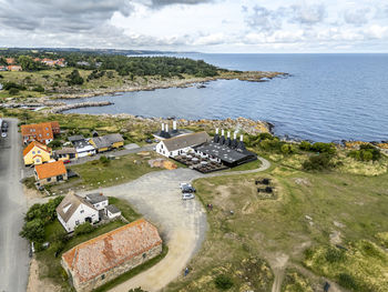 Aerial photo of svaneke smokehouse, bornholm, denmark