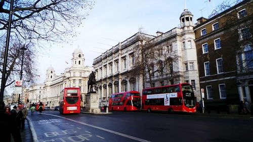 View of road along buildings