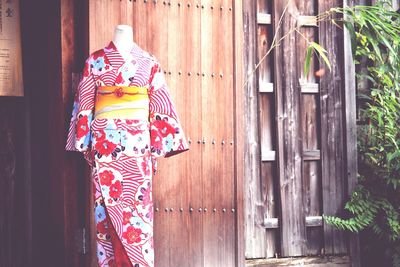 Traditional floral kimono robe on mannequin