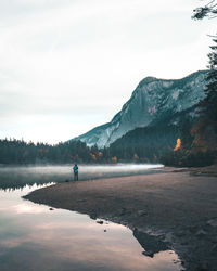 Scenic view of lake against sky