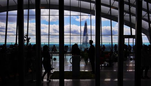 Skyscrapers seen through glass window