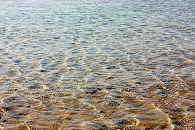 High angle view of sand on beach