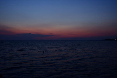 Scenic view of sea against sky at sunset