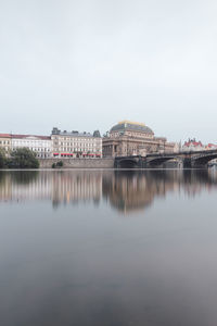 Reflection of buildings in lake