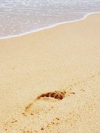 High angle view of sand on beach