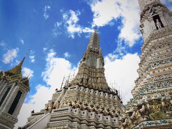 Low angle view of pagoda against sky