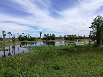 Scenic view of lake against sky