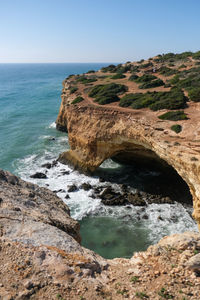 Scenic view of sea against clear sky