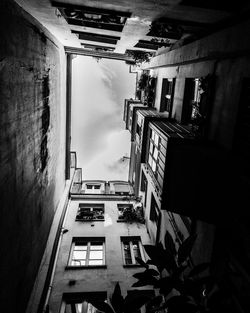 Directly below shot of buildings against sky