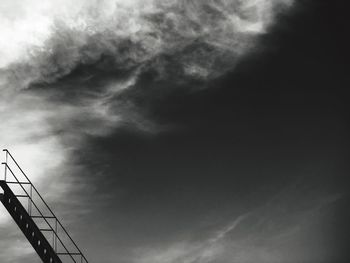 Low angle view of power lines against cloudy sky