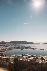 High angle view of city at waterfront