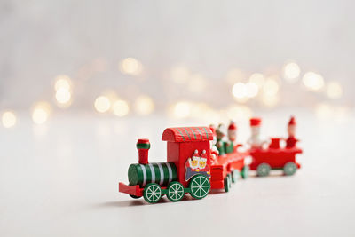 Close-up of toy car on table