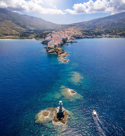 High angle view of sea against sky