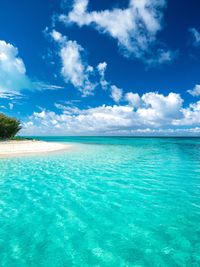 Scenic view of sea against cloudy sky