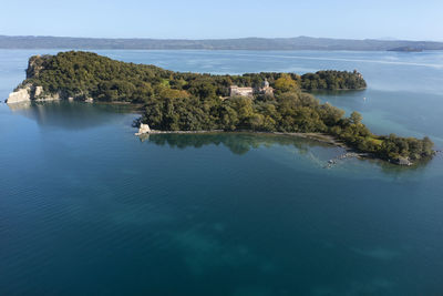Overview of the island in the lake of bolsena