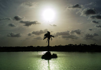 Scenic view of sunset over river