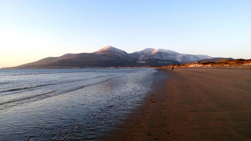 Scenic view of lake against clear sky