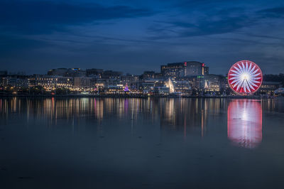 City lit up at night