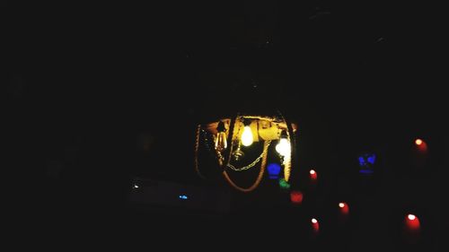 Close-up of illuminated lights in car