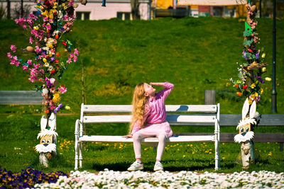 Woman sitting on bench