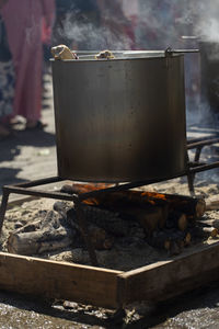 Close-up of fire on barbecue grill