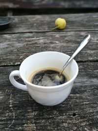 Close-up of tea cup on table