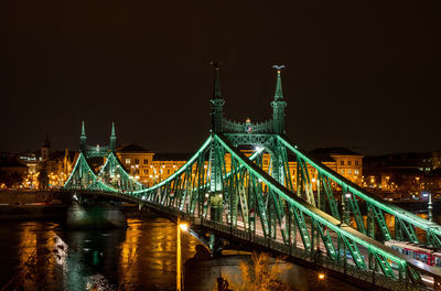 Night time photo of liberty bridge in budapest, hungary