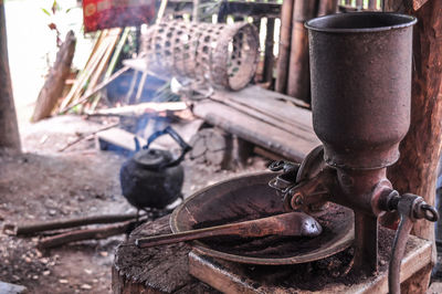 Close-up of rusty machine part