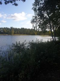 Scenic view of lake against sky