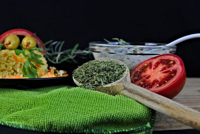 Close-up of fruits on cutting board