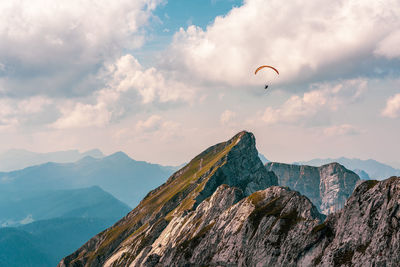 Panoramic view of pilatus mountain in switzerland, paragliding on pilatus mountain.