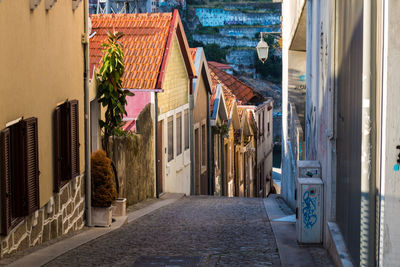 Narrow alley amidst buildings in city