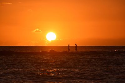 View of calm sea at sunset