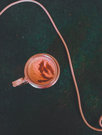 High angle view of coffee on table