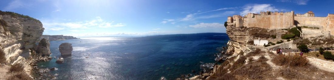 Scenic view of sea against cloudy sky