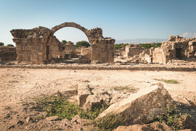 View of old ruins against clear sky