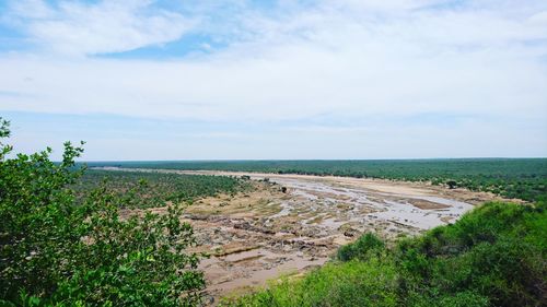 Scenic view of land against sky