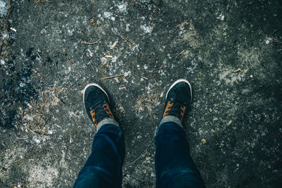 Low section of man standing on ground