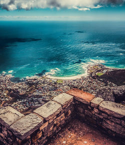 Aerial view of sea against sky