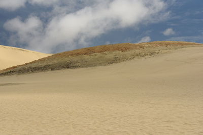 Sand dunes in desert against sky