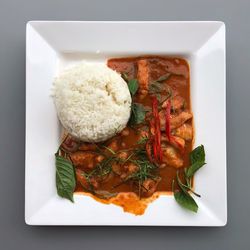 High angle view of meal served in plate