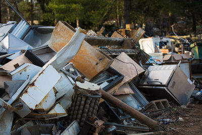 Close-up of scrap equipment