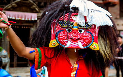 Portrait of person wearing mask