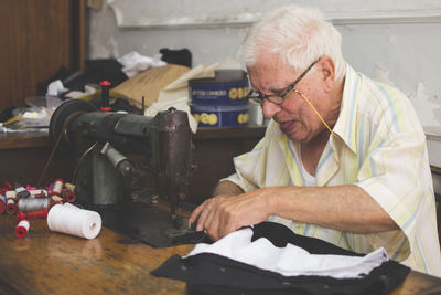 Man working on table