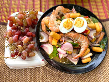 Close-up of served food in plate