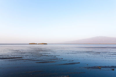 Scenic view of sea against clear sky