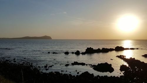 Scenic view of sea against sky at sunset