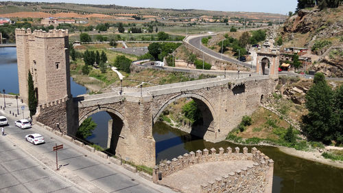 High angle view of bridge