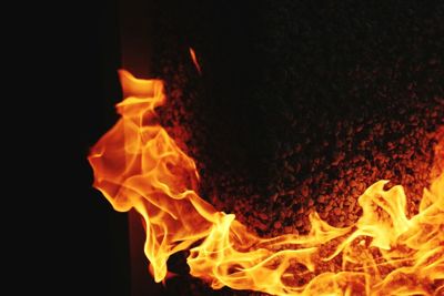 Close-up of fire at night