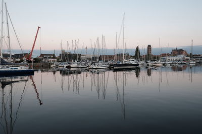 Sailboats in marina